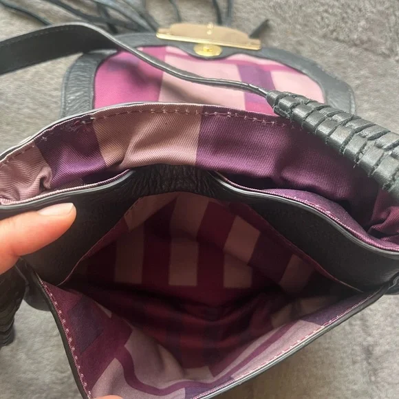 Kooba Black Leather Crossbody Bag with fringe tassel - Picture 5 of 11